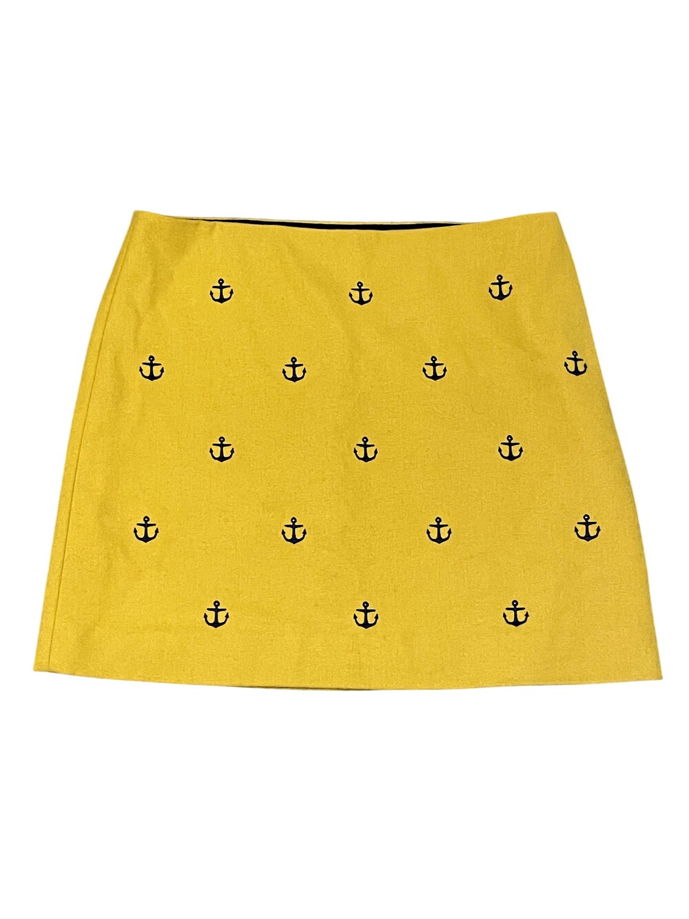 Vineyard Vines Skirt Womens 6 Yellow Anchor Print Nautical Lined Side Zip